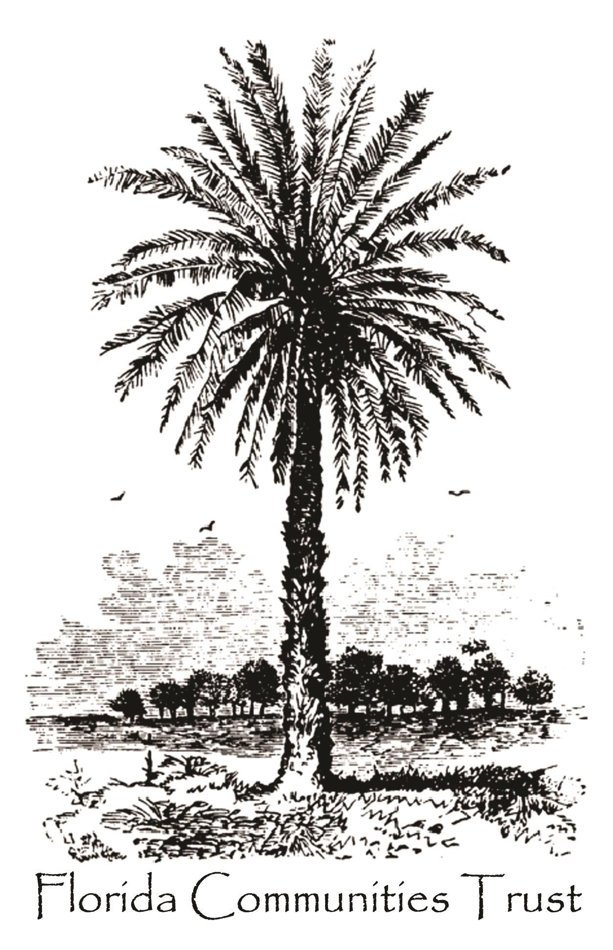 Florida Communities Trust logo with palm tree in foreground and group of trees in background