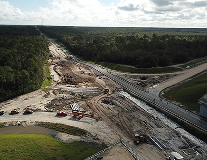 Aerial shot of the First Coast Expressway Construction